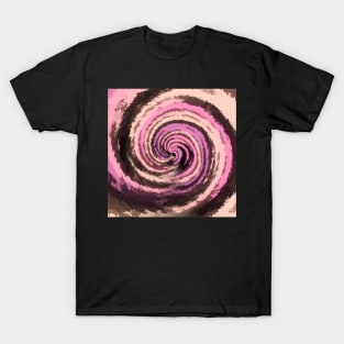 Tunnel Swirl of Pixel Pink Hearts Pattern T-Shirt